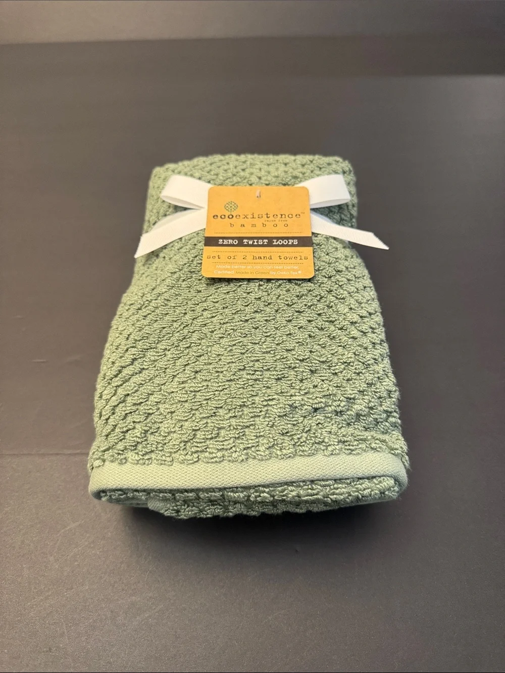 8pc ECOEXISTENCE Bamboo Zero Twist Loops Bath Towel Set - Oil Green